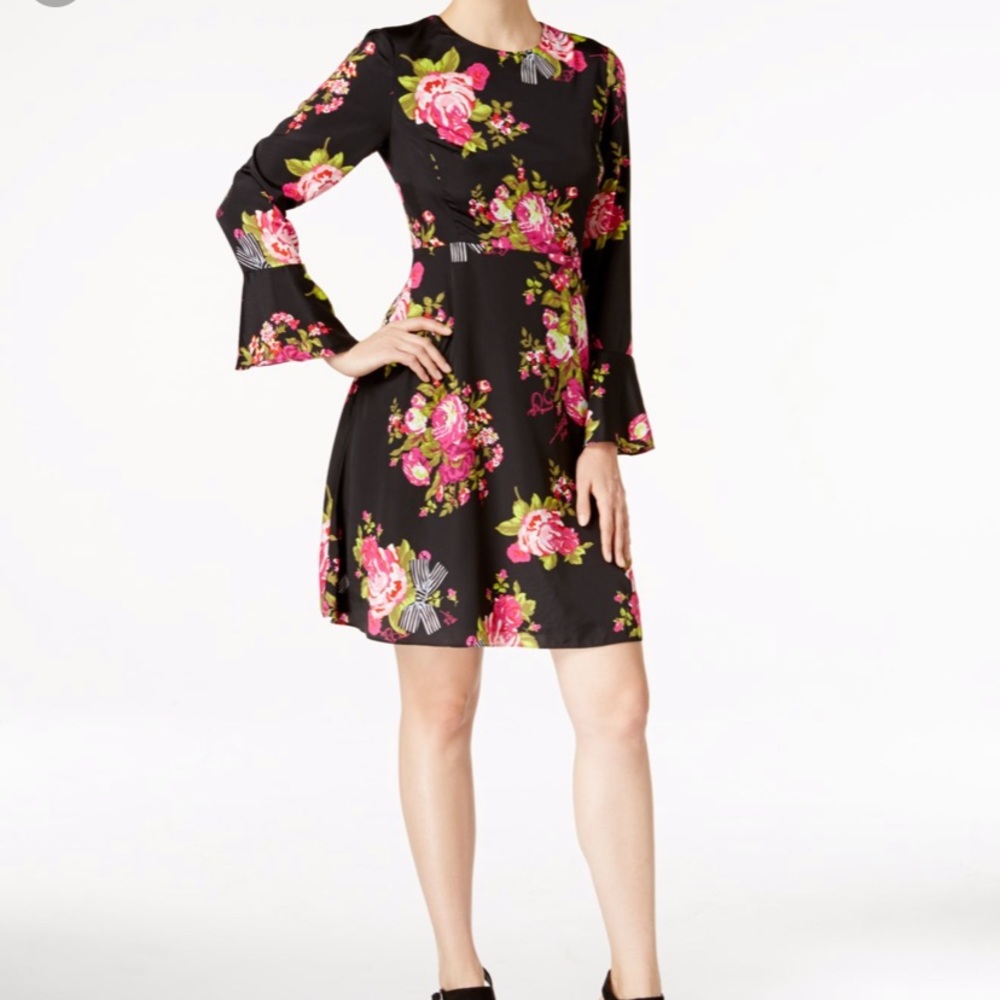 Betsey Johnson Floral Bell Sleeve Dress